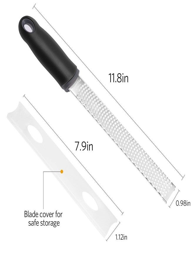 Baskety Lemon Zester & Cheese Grater 13 Inch Stainless Steel Zester with Protective Cover Ginger, Garlic, Fruits & Vegetables (Black) - Image 2